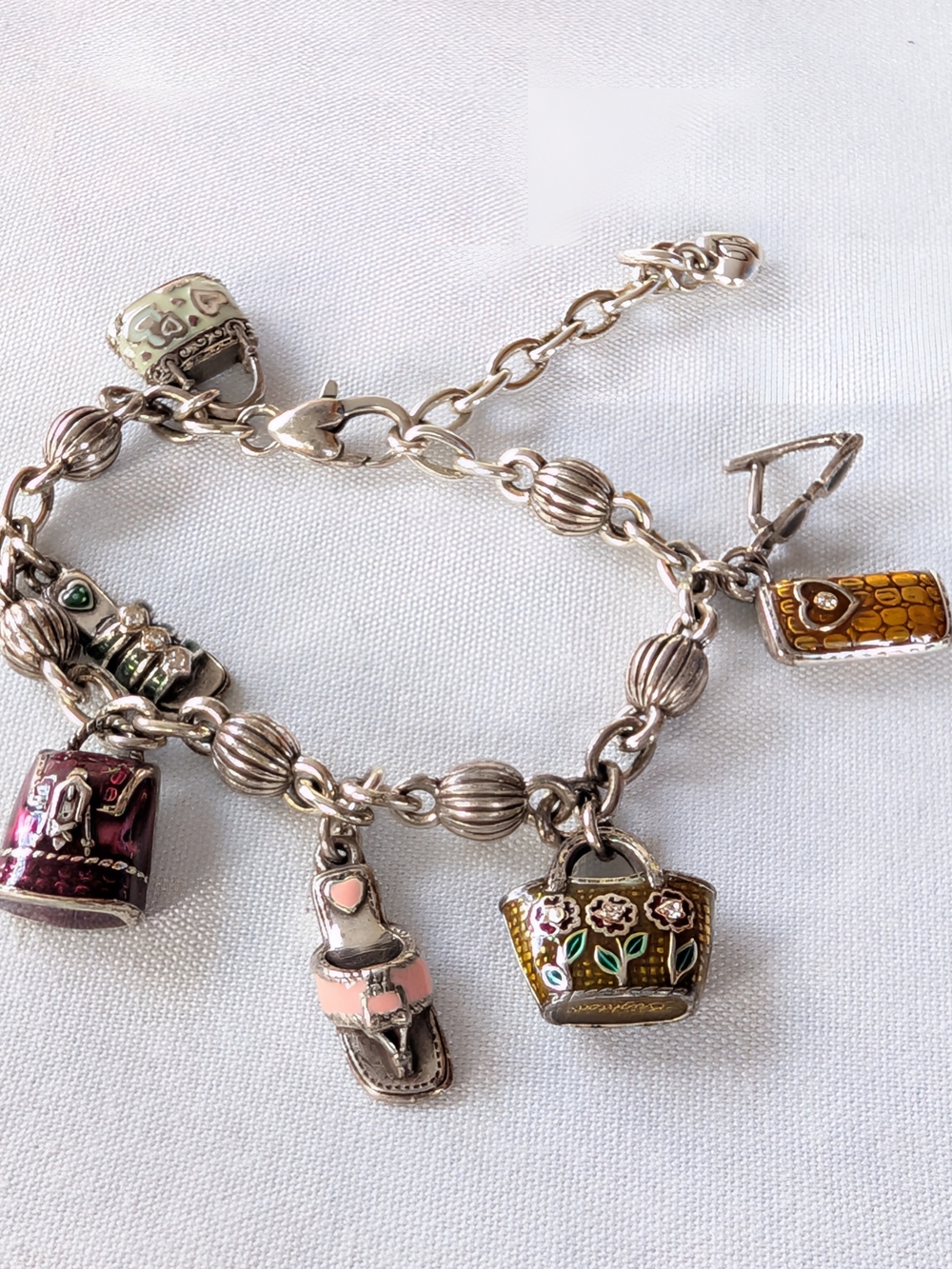 Brighton Bracelet with Multicolor Enamel purses Charms